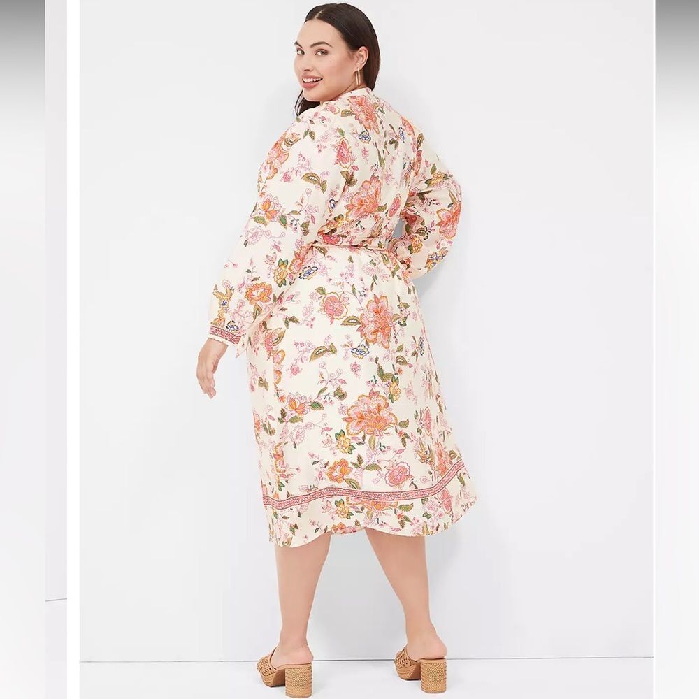 Lane Bryant Long-Sleeve Midi Shirt Overpiece Dress Size 14 - Picture 2 of 16